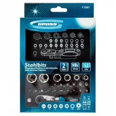 Набор бит и головок торцевых GROSS, 1/4", магнитный адаптер, сталь S2 пластиковый кейс, 26 предм. 11361