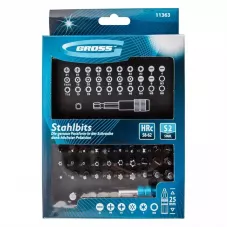 Набор бит GROSS, магнитный адаптер, сталь S2, пластиковый кейс, 32 предм. 11363