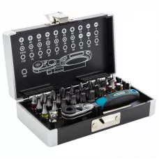 Набор бит GROSS,1/4", магнитный адаптер, сталь S2 пластиковый кейс, 33 предм. 11365