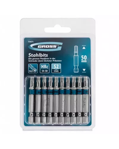 Набор бит GROSS TORX 25х50, сталь S2, 10 шт 11471