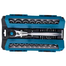 Набор торцевых головок, трещотка 120 зубьев, 36 предметов, 1/2", 3/8”, CrV GROSS 14145