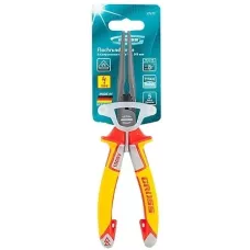 Длинногубцы прямые GROSS, диэлектрические рукоятки до 1000 В, трехкомпонентные рукоятки, 205 мм 17177