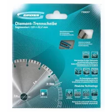 Диск алмазный GROSS 125х22,2 мм., лазерная приварка турбо-сегментов, сухое резание 730037