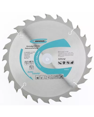 Пильный диск по дереву GROSS 165 x 20/16 x 24Т 73311