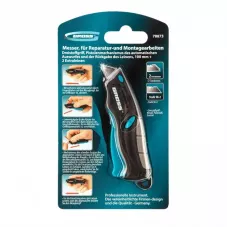 Нож GROSS ремонтно-монтажный МИНИ, трехкомпонентная рукоятка, авто выброс/возврат лезвия, 100мм + 2 запасных лезвия 78873