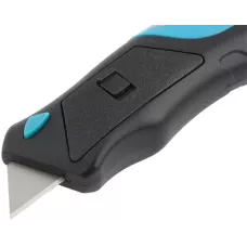 Нож GROSS, рем-монтаж, трехкомп. рукоятка, кнопочный авто выброс/возврат лезвия, 175 мм + 5 з.л 78879