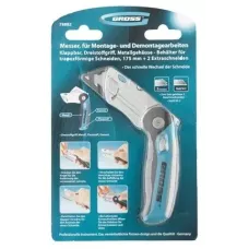 Нож GROSS, рем-монтажный, складной, трехкомп. рук-ка,контейнер - держатель для лезвий, 175мм + 2з.л 78882