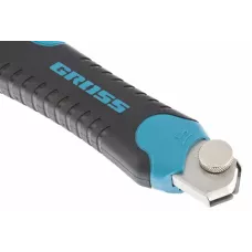 Нож GROSS 170 мм, обрезиненный ABS - корпус, выдвижное сегментное лезвие 18 мм (SK-5), металлическая направляющая + 5 лезвий 78893