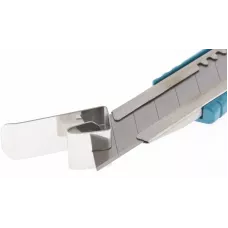 Нож GROSS 160 мм, металлический корпус, выдвижное сегментное лезвие 18 мм (SK-5), металлическая направляющая, клипса для ремня 78897