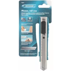 Нож GROSS 160 мм, металлический корпус, выдвижное сегментное лезвие 18 мм (SK-5), металлическая направляющая, клипса для ремня 78897