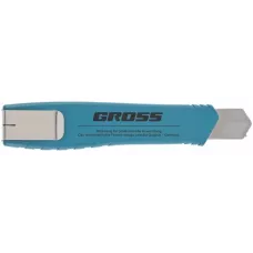 Нож GROSS 160 мм, металлический корпус, выдвижное сегментное лезвие 18 мм (SK-5), металлическая направляющая, клипса для ремня 78897