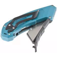 Нож GROSS 130 мм, алюминиевый корпус, выдвижное трапециевидное лезвие 18 мм (SK-5), клипса для ремня + 4 лезвия 78899