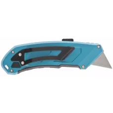 Нож GROSS 130 мм, алюминиевый корпус, выдвижное трапециевидное лезвие 18 мм (SK-5), клипса для ремня + 4 лезвия 78899