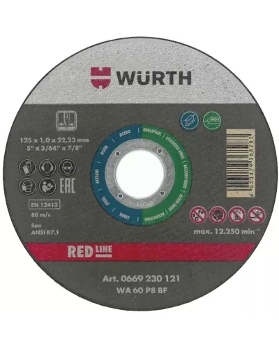 Круг отрезной  d 125x1,0 мм., прямой, RED LINE, нерж.сталь