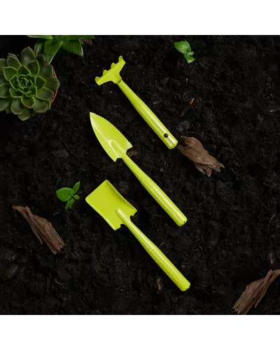 INBLOOM Набор садовых инструментов, 3шт (грабельки-1шт, лопатка-2шт), металл