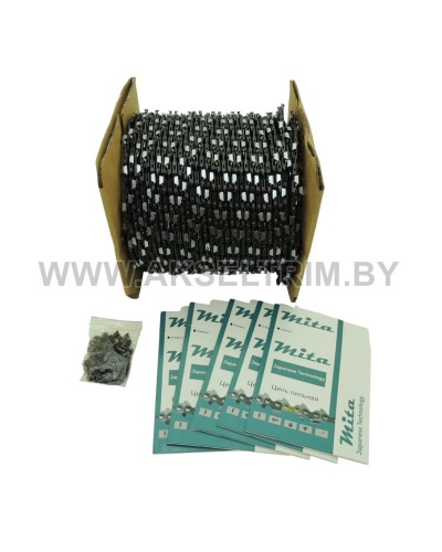 Цепь Mita 3/8″ 1,5 мм 1640 зв. бухта 30.4 м квадратный зуб двойной выброс
