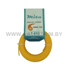Леска для триммера MITA сечение шестигранник диаметр 2,7 катушка 15 м