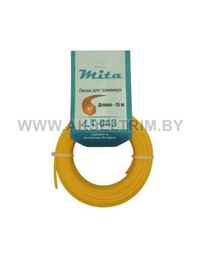 Леска для триммера MITA сечение шестигранник диаметр 2,7 катушка 15 м