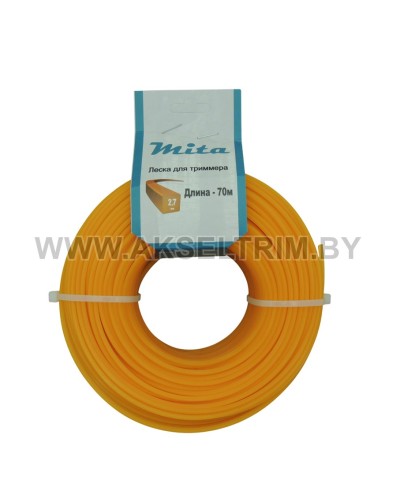 Леска для триммера MITA сечение квадрат диаметр 2,7 бобина 70 м