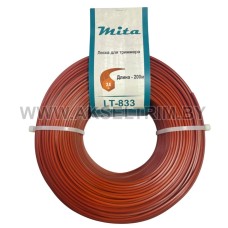 Леска для триммера MITA сечение шестигранник диаметр 2,4 бобина 200м