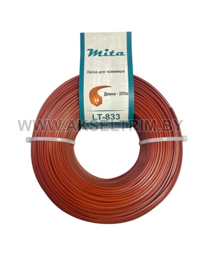 Леска для триммера MITA сечение шестигранник диаметр 2,4 бобина 200м