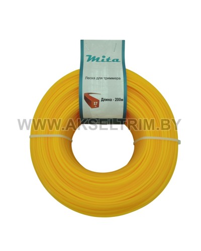 Леска для триммера MITA сечение квадрат диаметр 2,7 бобина 200м