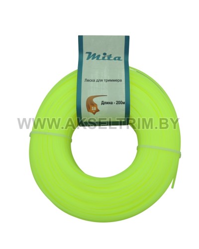 Леска для триммера MITA сечение звезда диаметр 3,0 бобина 200м