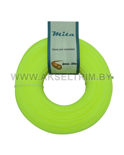 Леска для триммера MITA сечение круг диаметр 3,0 бобина 200м