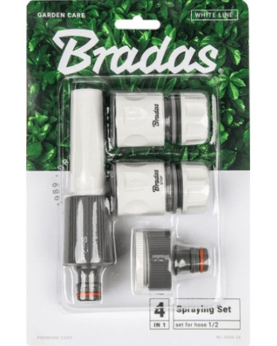 Комплект фитингов из 4-х элементов для шланга 1/2″ или 5/8″ White Line, блистер