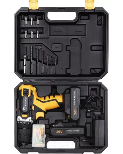 Дрель-шуруповерт аккумуляторная Deko DKCD20FU-Li SET 63 (063-4103)