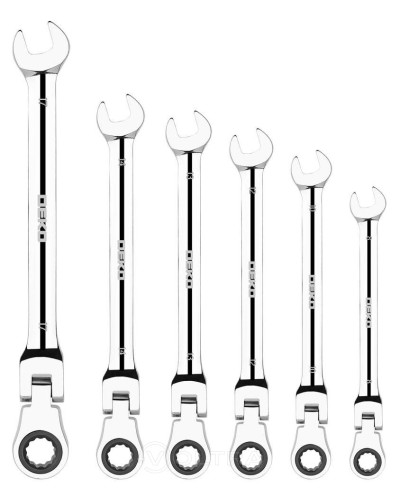  Ключи комбинированные трещоточные шарнирные 8-17мм Deko RW02 SET 6 (065-0550)