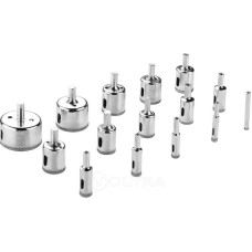 Набор алмазных коронок по стеклу и керамике DEKO DHS01, 15pcs (Diamond Bit Glass) 6-50мм, 065-0541