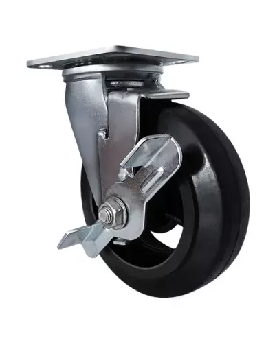 Большегрузное обрезиненное поворотное колесо с тормозом SCdb 42