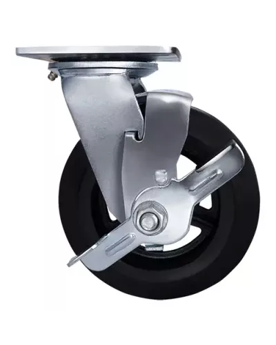 Большегрузное обрезиненное поворотное колесо с тормозом SCdb 55