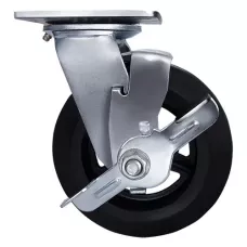 Большегрузное обрезиненное поворотное колесо с тормозом SCdb 63