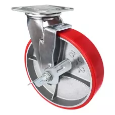 Большегрузное полиуретановое поворотное колесо с тормозом SCpb 80