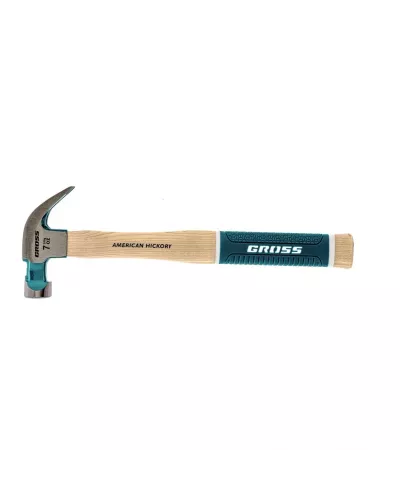 Молоток-гвоздодер, 200 г, угол 45, магнит, обрезиненная рукоятка American hickory GROSS