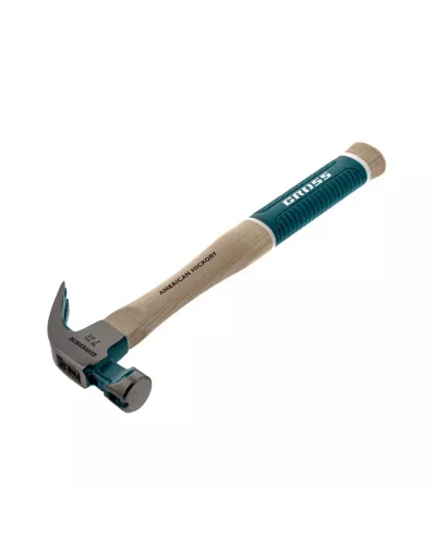 Молоток-гвоздодер, 200 г, угол 45, магнит, обрезиненная рукоятка American hickory GROSS