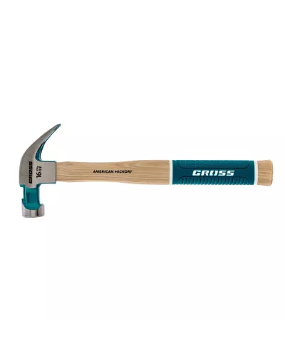 Молоток-гвоздодер, 450 г, угол 45, магнит, обрезиненная рукоятка American hickory GROSS