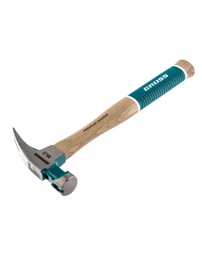 Молоток-гвоздодер, 450 г, угол 45, магнит, обрезиненная рукоятка American hickory GROSS