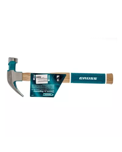 Молоток-гвоздодер, 450 г, угол 45, магнит, обрезиненная рукоятка American hickory GROSS