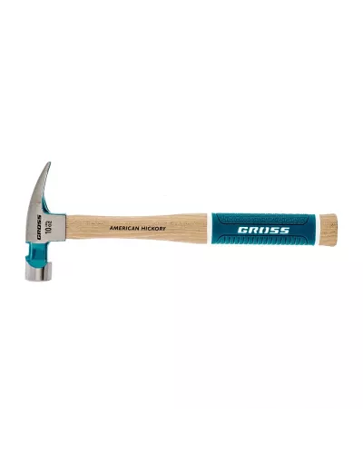 Молоток-гвоздодер, 280 г, угол 75, магнит, обрезиненная рукоятка American hickory GROSS