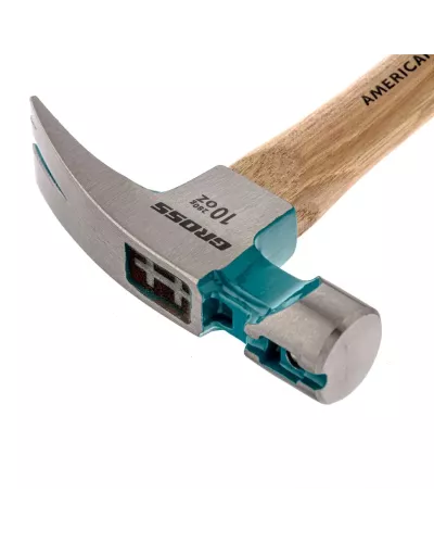 Молоток-гвоздодер, 280 г, угол 75, магнит, обрезиненная рукоятка American hickory GROSS