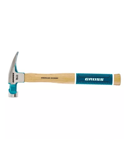 Молоток-гвоздодер, 450 г, угол 75, магнит, обрезиненная рукоятка American hickory GROSS