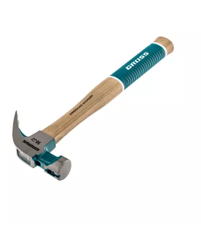 Молоток-гвоздодер, 450 г, угол 75, магнит, обрезиненная рукоятка American hickory GROSS