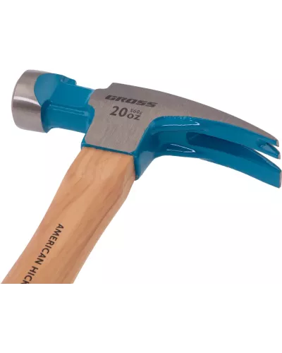 Молоток-гвоздодер,560 г, угол 75, магнит, обрезиненная рукоятка AMERICAN HICKORY // GROSS