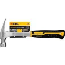Молоток-гвоздодер DENZEL 350 г, цельнометаллический, двухкомпонентная рукоятка