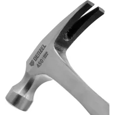 Молоток-гвоздодер DENZEL 450 г, цельнометаллический, двухкомпонентная рукоятка