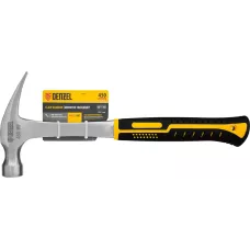 Молоток-гвоздодер DENZEL 450 г, цельнометаллический, двухкомпонентная рукоятка