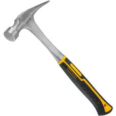 Молоток-гвоздодер DENZEL 560 г, цельнометаллический, двухкомпонентная рукоятка